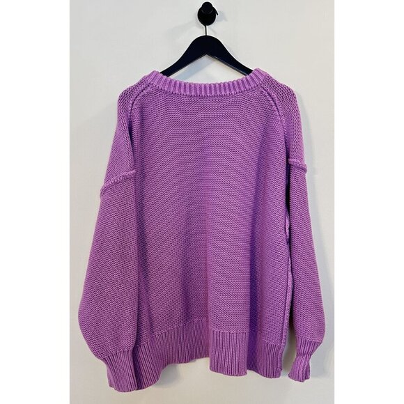 FREE PEOPLE Alli V-neck Sweater in Iris Orchid Size Medium - Picture 7 of 9